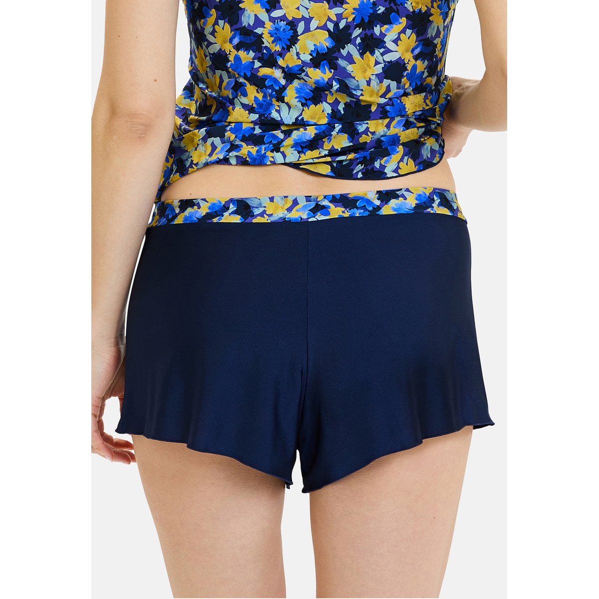 Short CÉLIA fleurs bleues, jaunes, SANS COMPLEXE