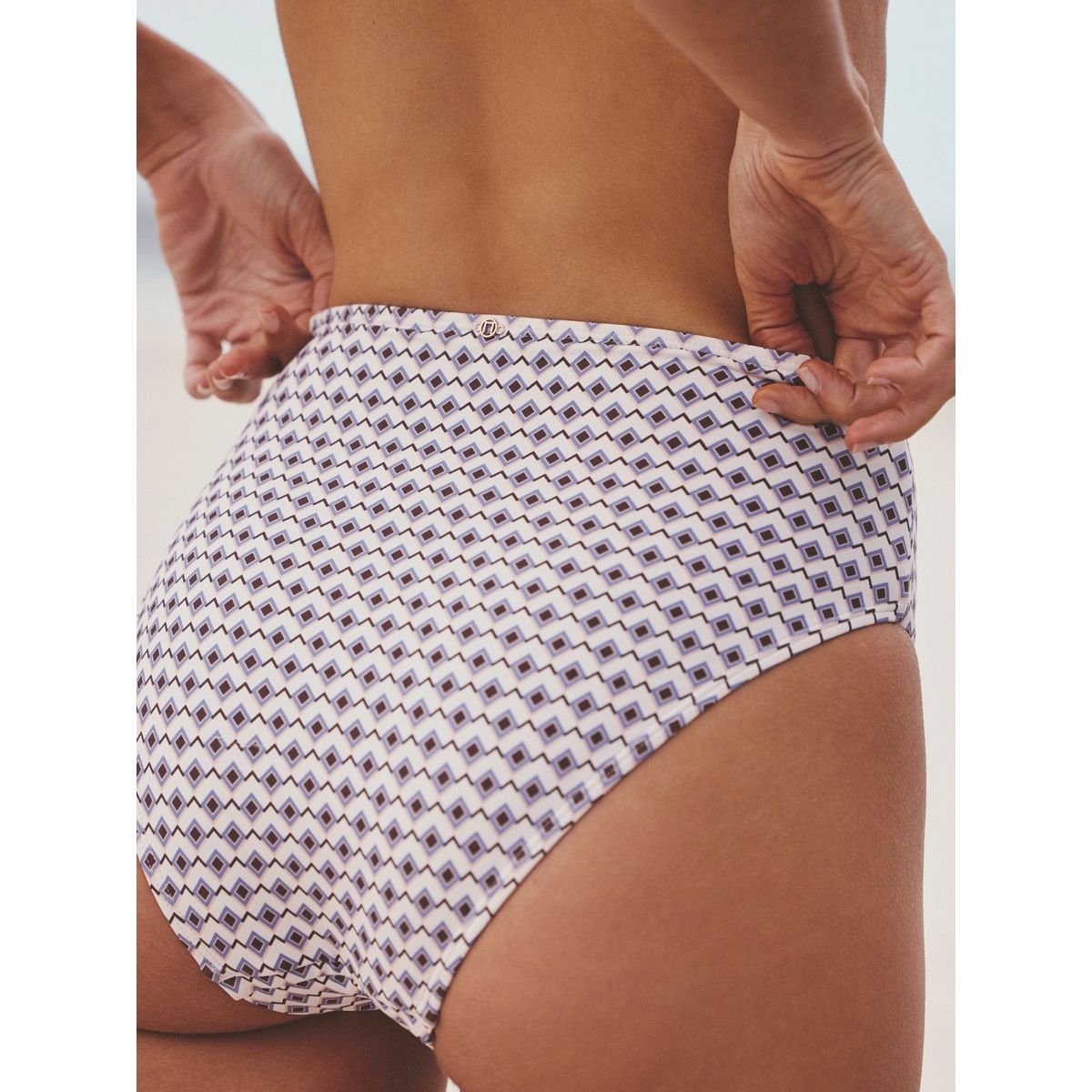 Bas de bikini géométrique écru/marron, NEXT