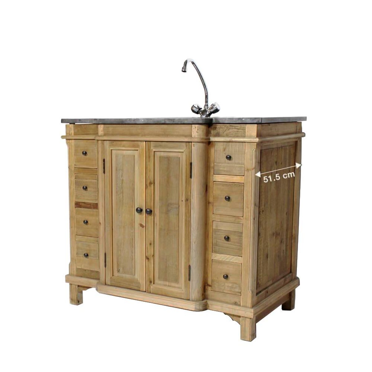 Meuble sous vasque en bois recyclé BIANCA bois clair, MADE IN MEUBLES 