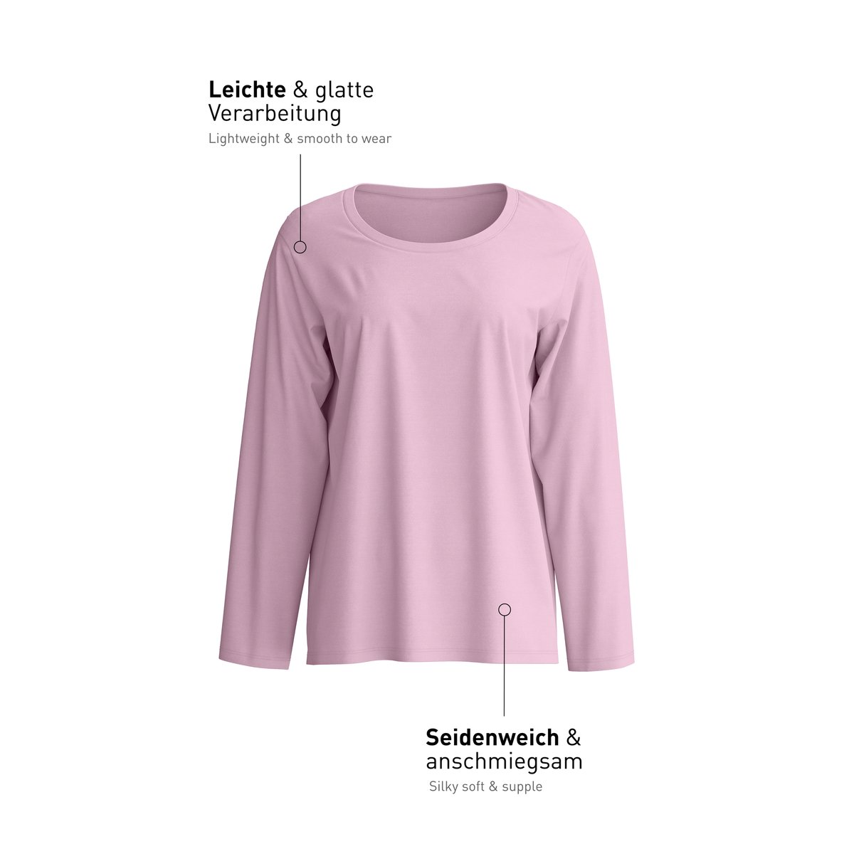 T-shirt à manches longues manches longues Modal DEEPSLEEPWEAR BALANCING dawn pink, CALIDA