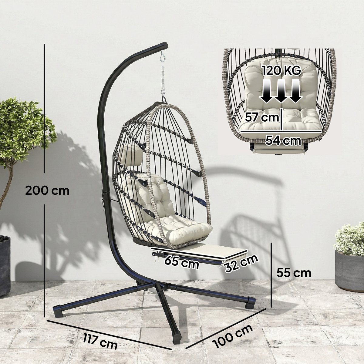 Fauteuil à bascule Acier galvanisé Gris clair gris clair, noir, gris foncé, OUTSUNNY