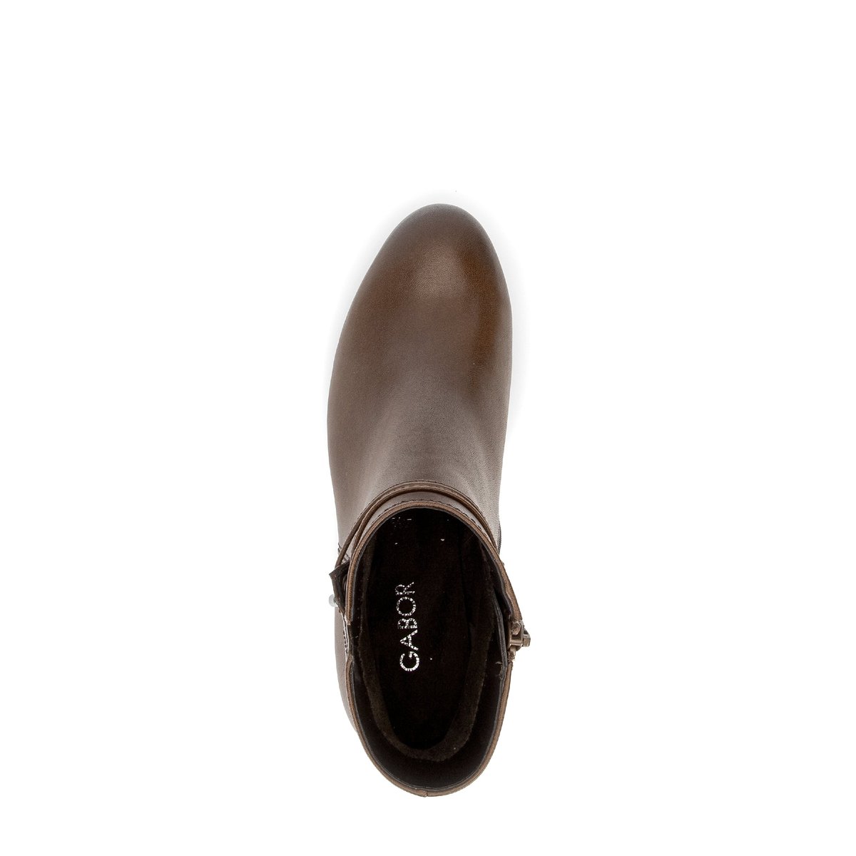 Bottines en cuir lisse à talon décroché cognac, GABOR