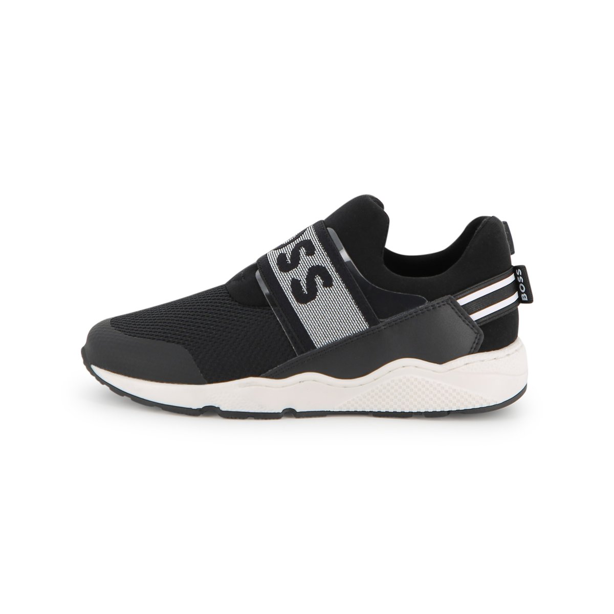 Baskets en cuir de vachette black, BOSS KIDSWEAR