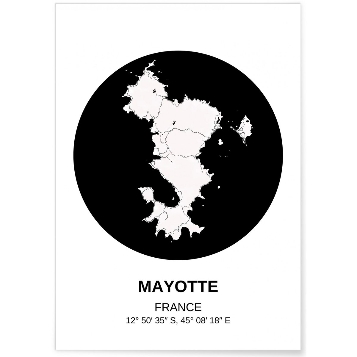 Affiche Carte Mayotte blanc, L'AFFICHERIE