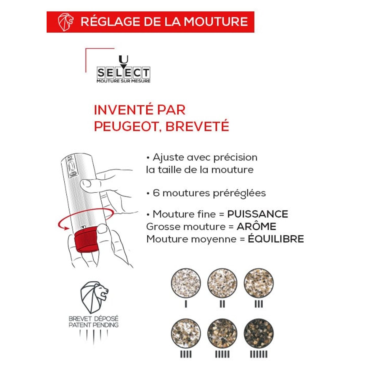Moulin à sel électrique rechargeable alu, PEUGEOT