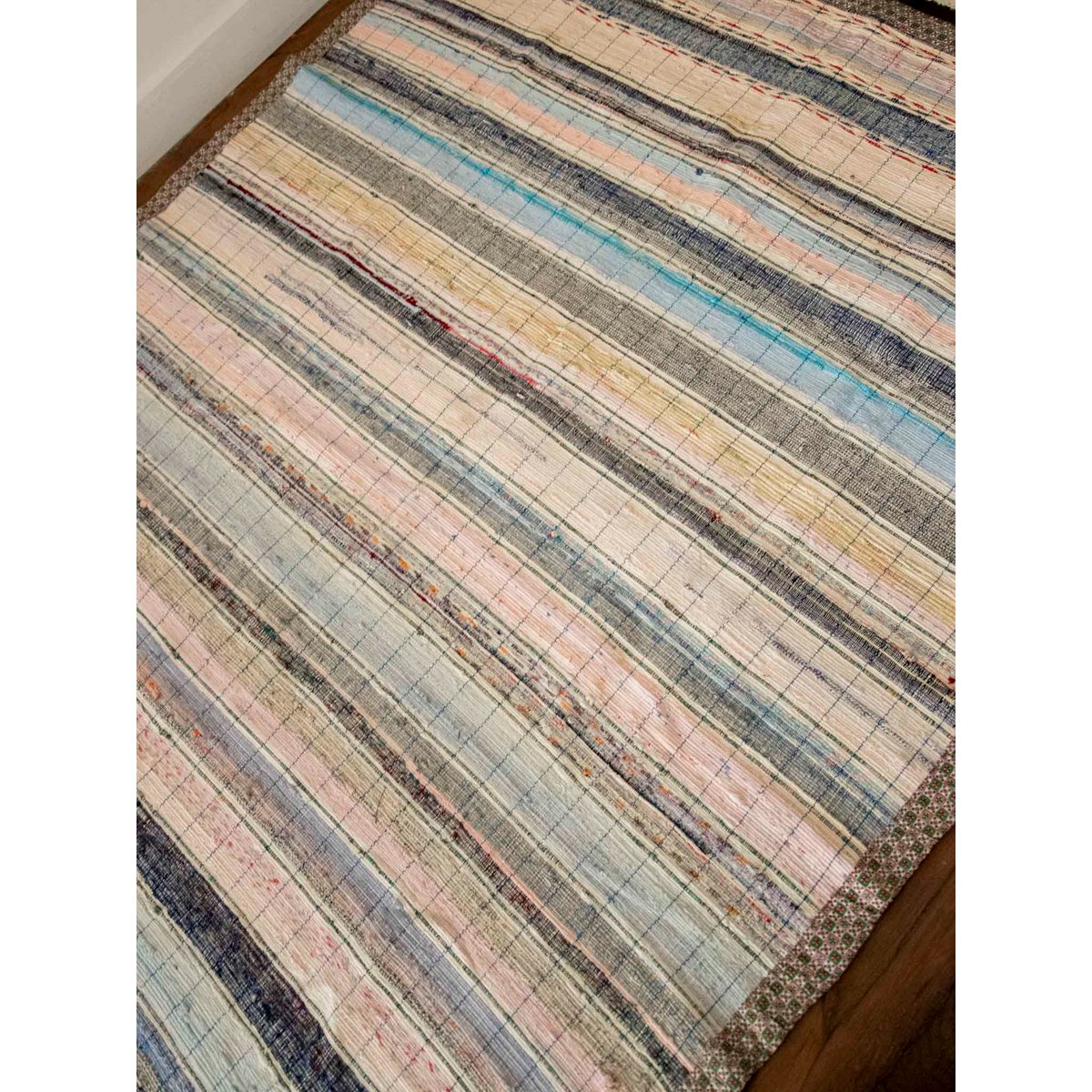 Tapis vintage à rayures multicolore Olivier N°114 - Bon état multicolore, DEBONGOUT