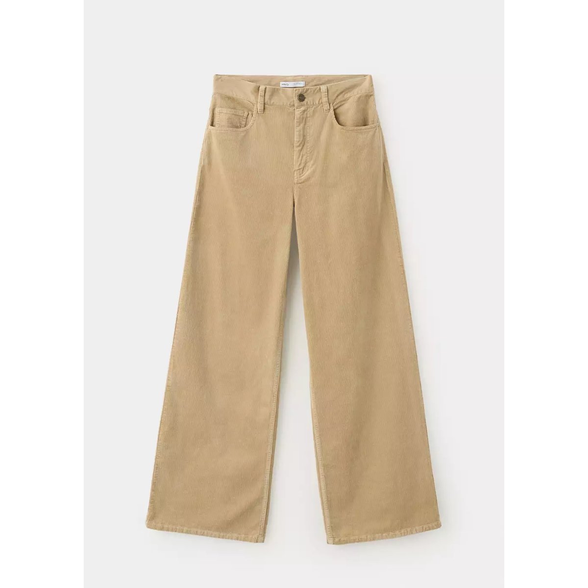 Pantalon en velours côtelé wide-leg sable, MANGO