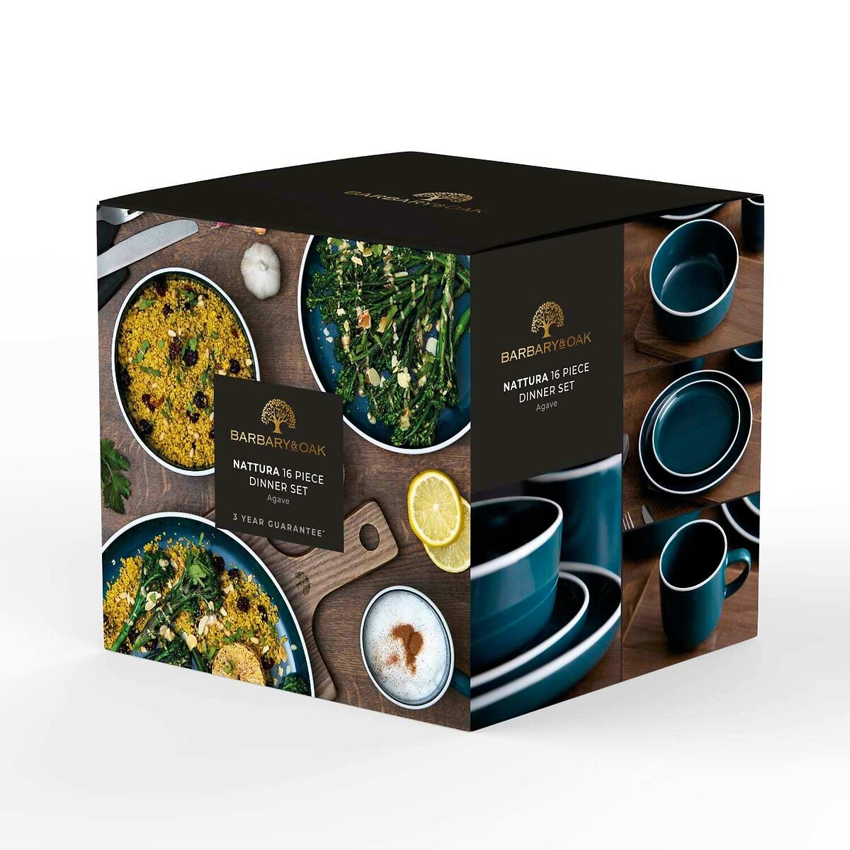 16-Piece Nattura Dinner Set teal, BARBARY & OAK