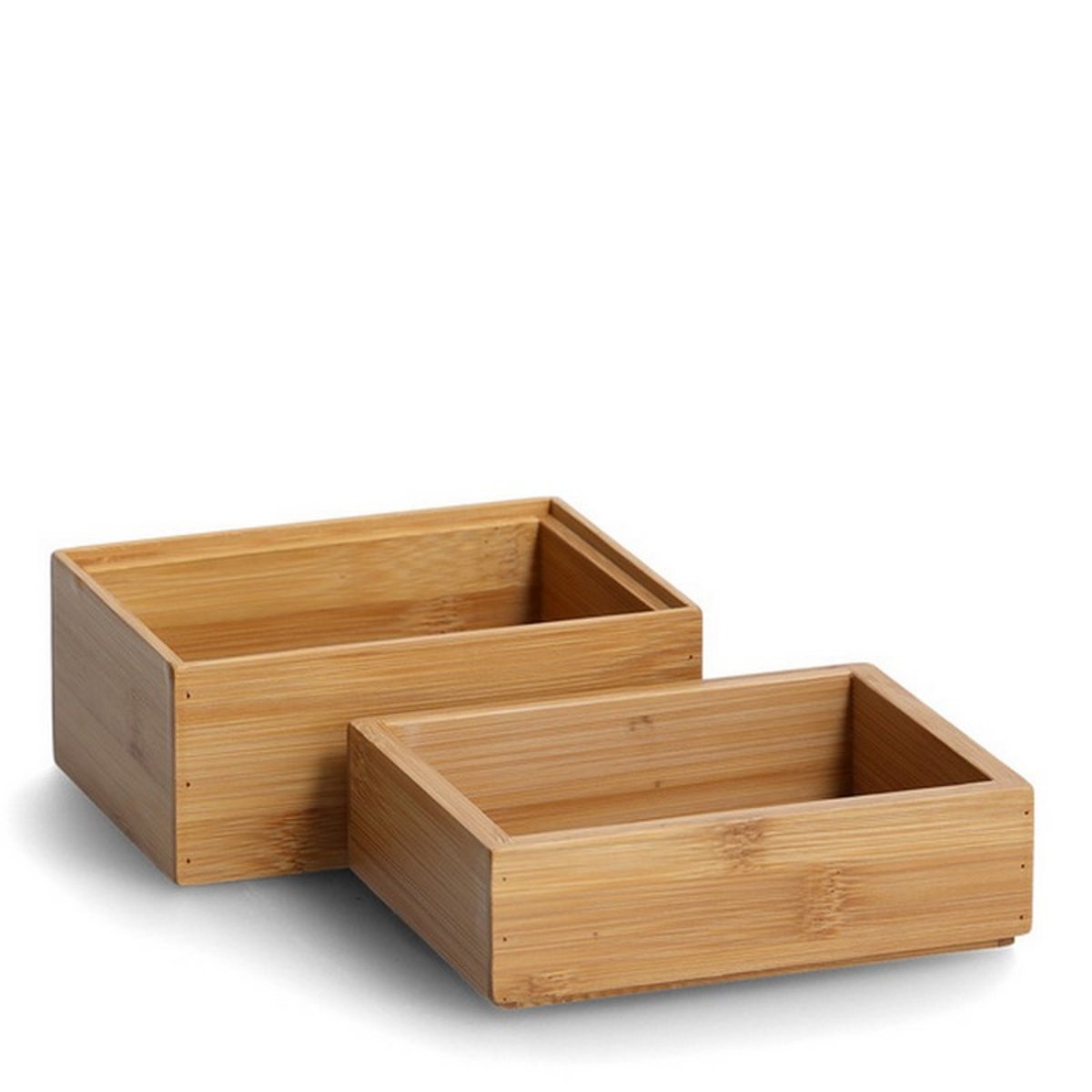 Boîtes rangement bambou set 2 bois clair, ZELLER PRESENT