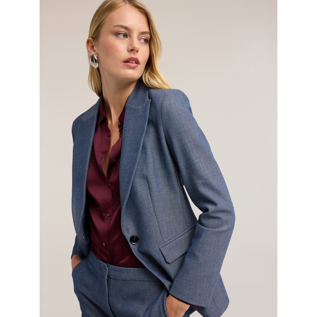 Blazer teint fil avec revers en pointe light - blue, MOTIVI