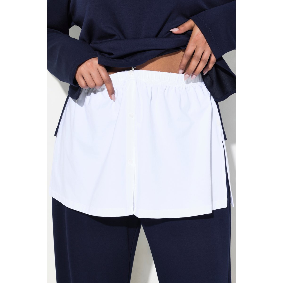 Sweat-shirt, col en V et manches longues marine, ULLA POPKEN