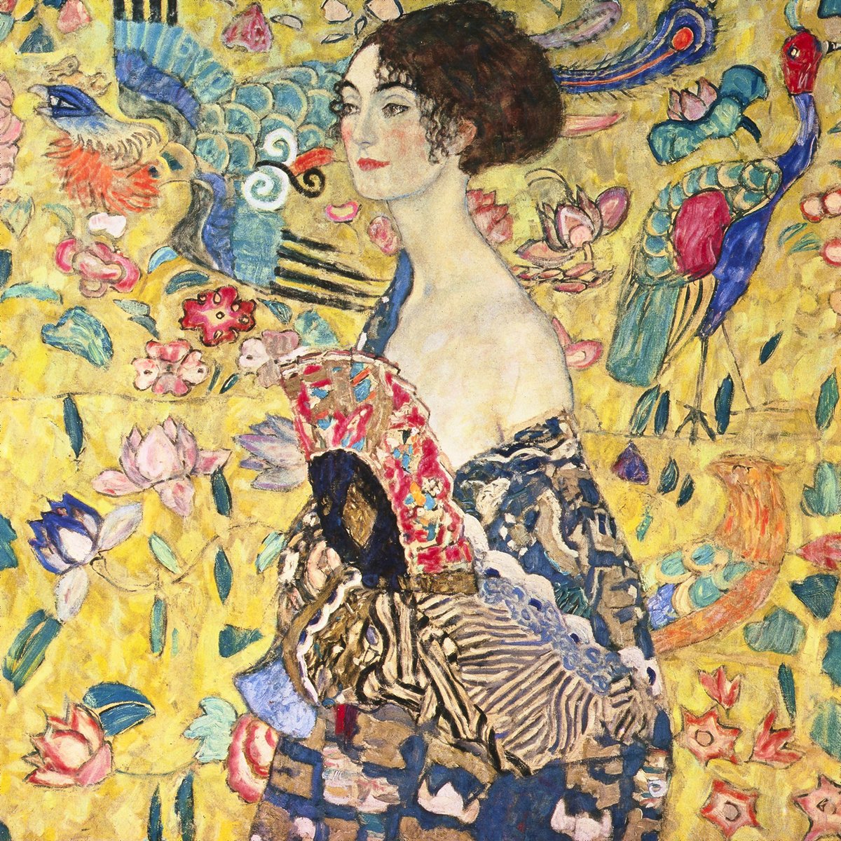 Tableau d'art de Klimt La Dame à l'éventail tableau alu dibond, HEXOA