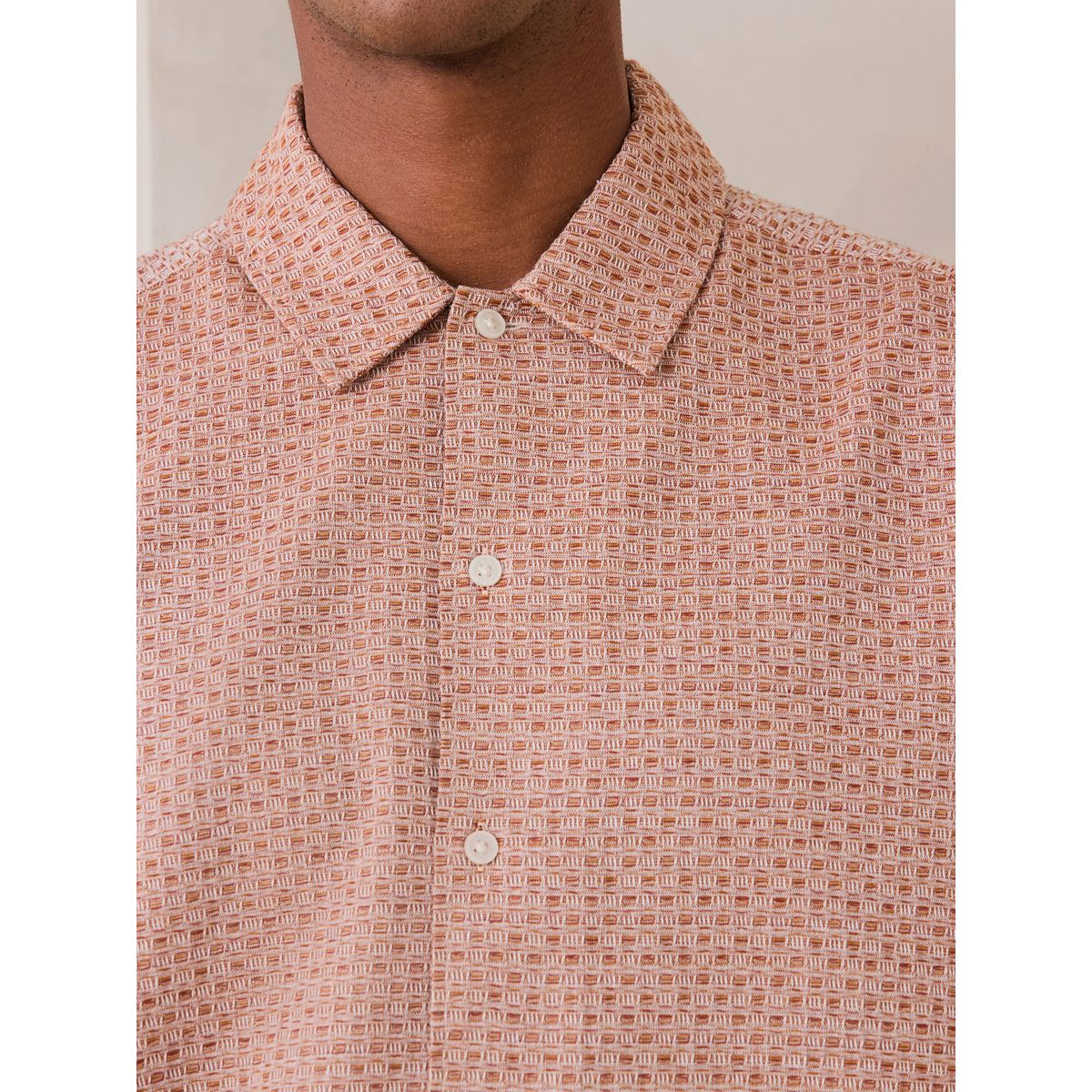 Chemise à manches courtes en tissu gaufré marron rouille, NEXT