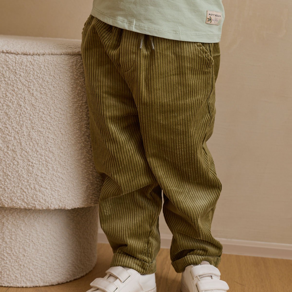Lot de 2 pantalons enfant en velours côtelé Charly camel, PETIT BEGUIN