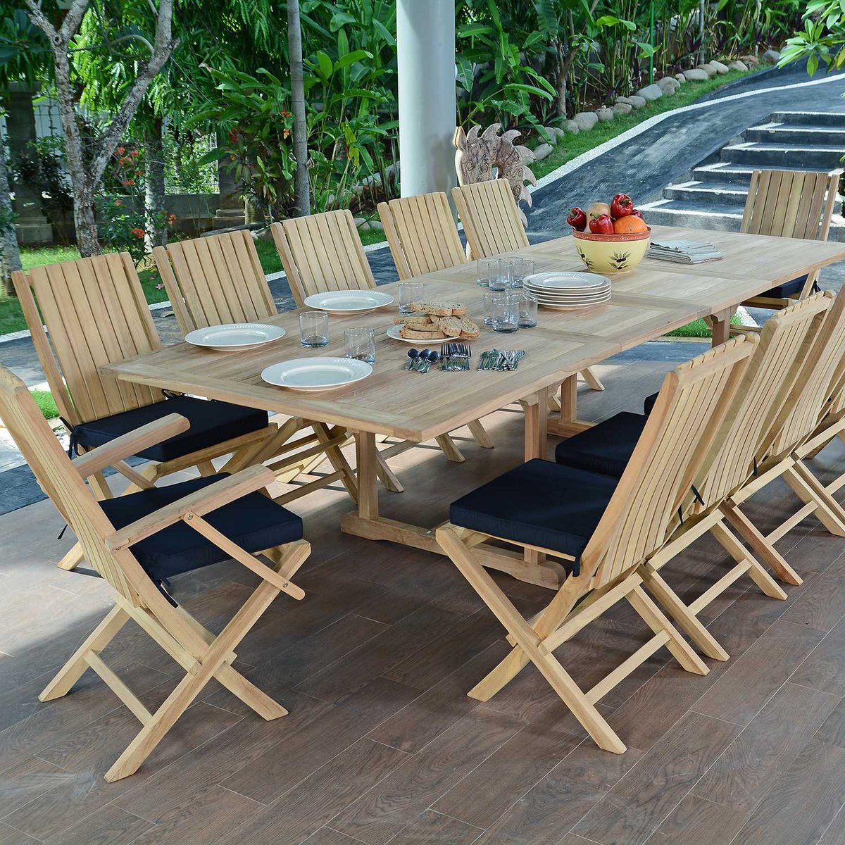 Salon de jardin en teck massif Malaga, 12 places naturel, TECK ATTITUDE