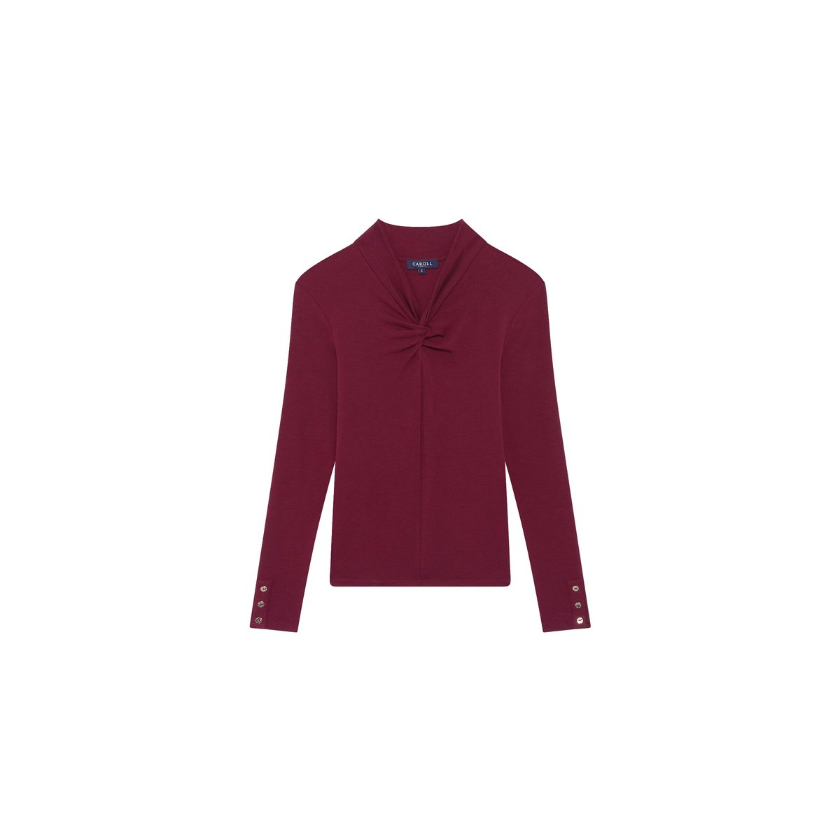 Tshirt cintré col montant TMARTHE bordeaux, CAROLL