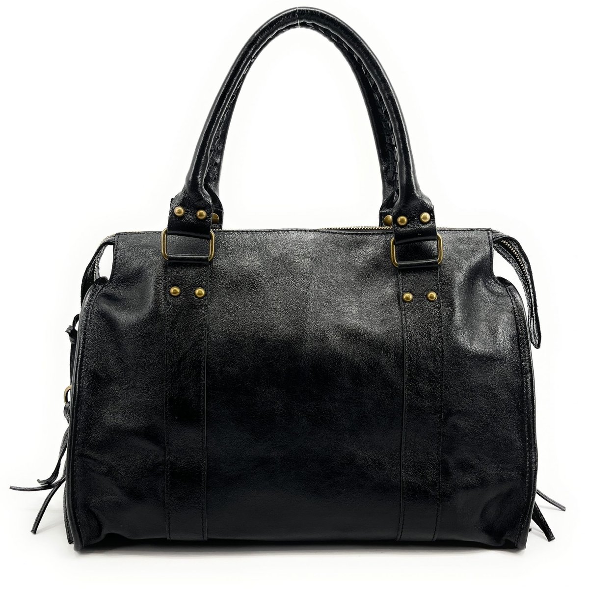 Sac à main noir en cuir brillant italien SANDSTORM GLOSSY noir brillant, OH MY BAG