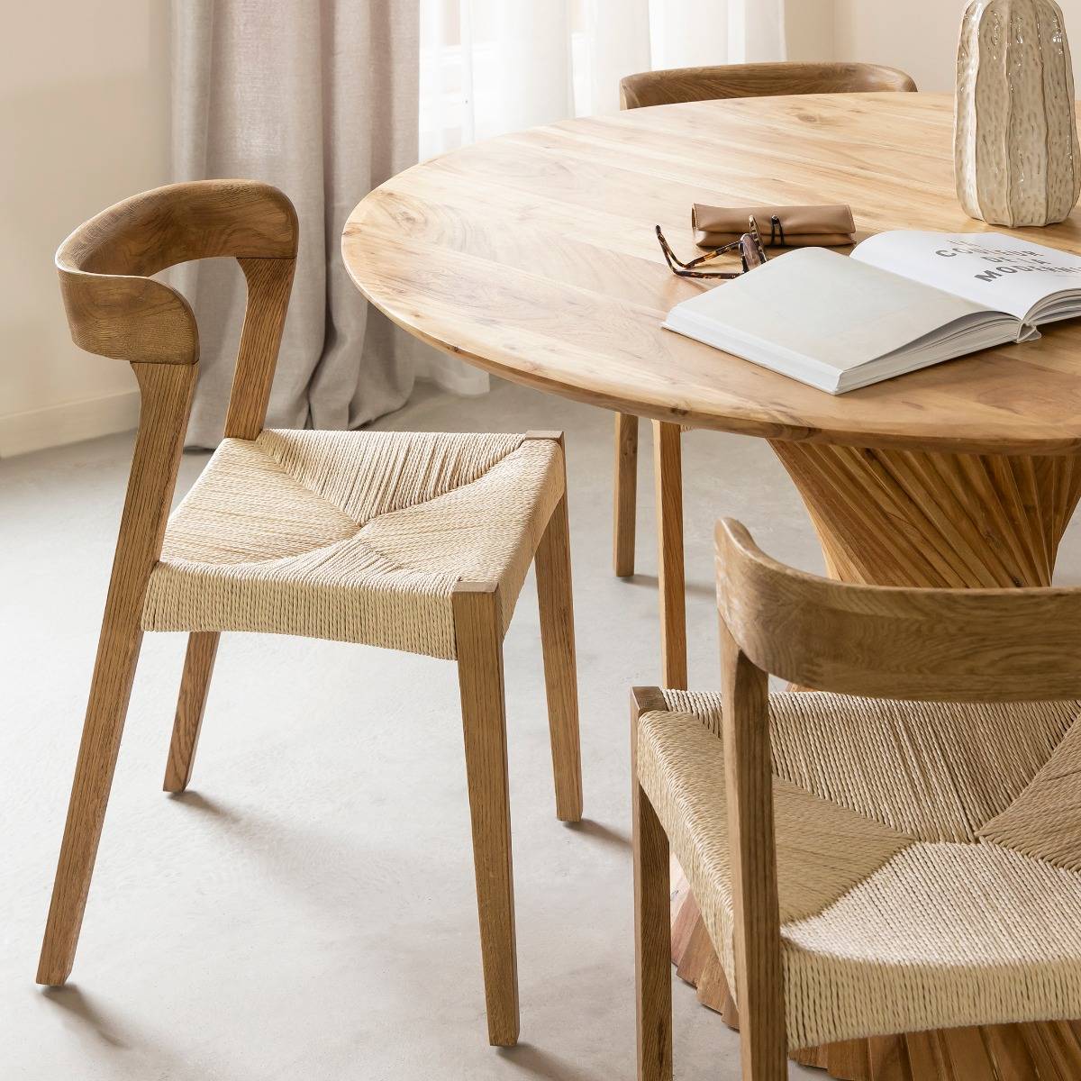 Lot de 2 chaises en bois de chêne AUREN bois clair, MADE IN MEUBLES