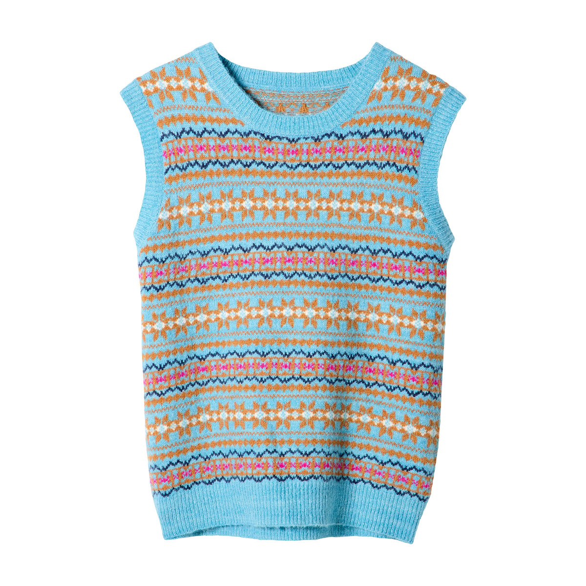 Débardeur en Maille Fair Isle Winter Blues bleu, JOE BROWNS
