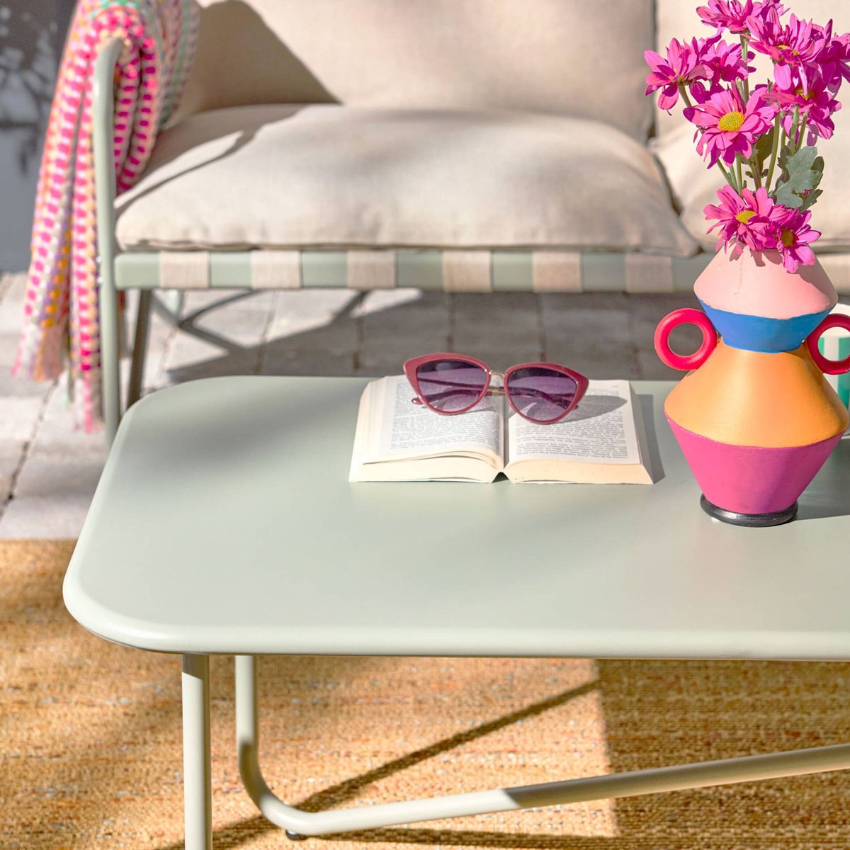 Salon de jardin acier 4 places ALCAMO kaki / beige, SWEEEK