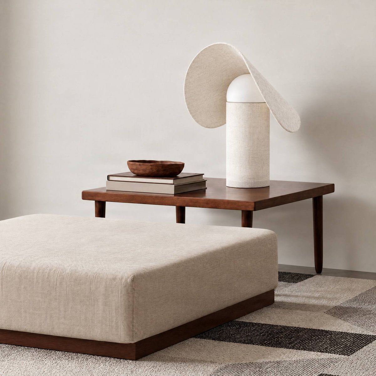 Lampe à poser en textile designLED, Tamani beige, blanc, LUCANDE
