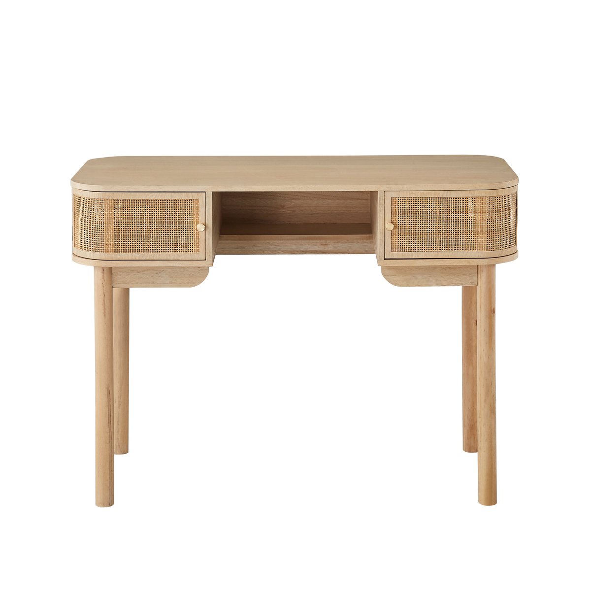 Bureau 2 portes, bois et cannage, TOYAMA bois naturel, NORDLYS
