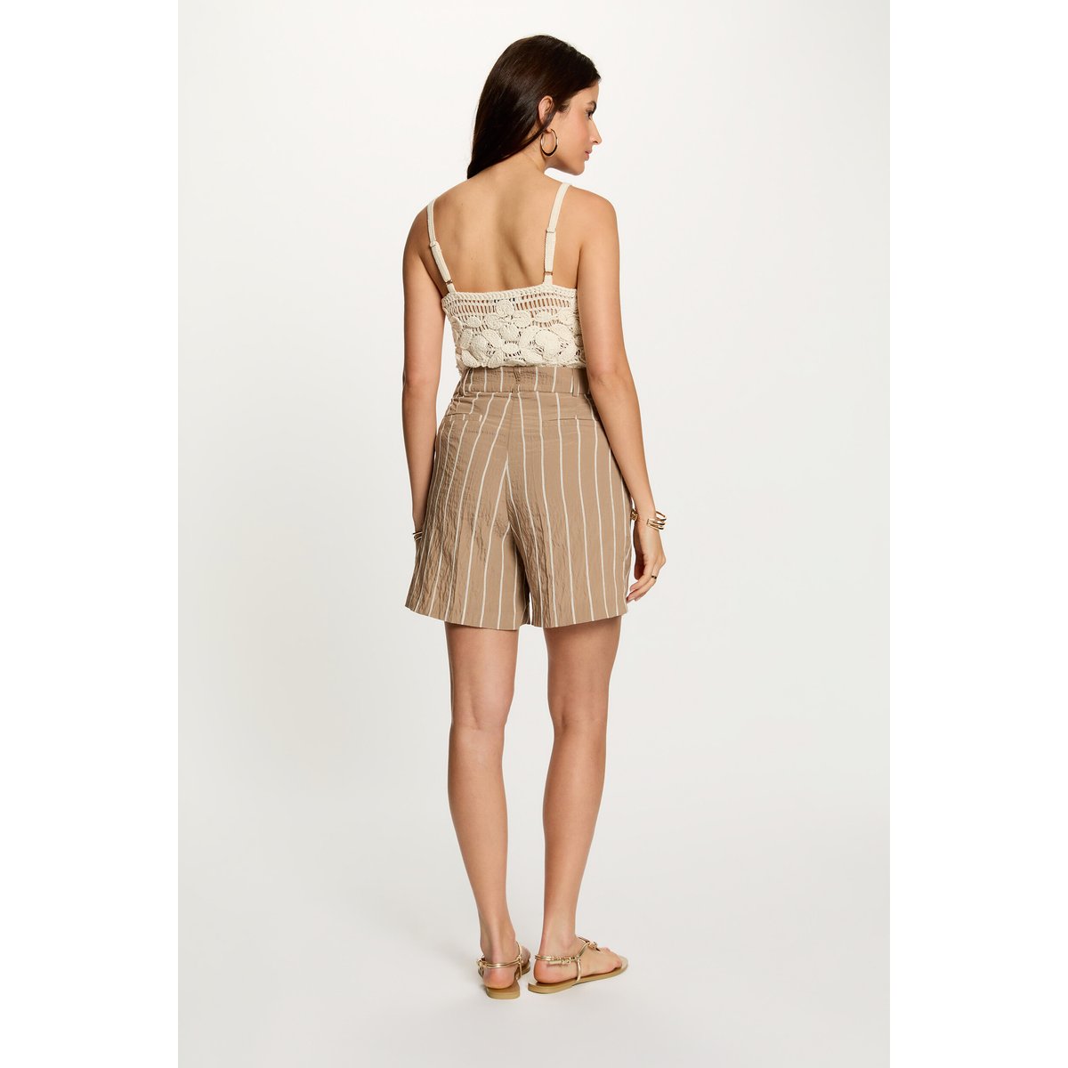 Top ajusté bretelles fines beige clair, MORGAN