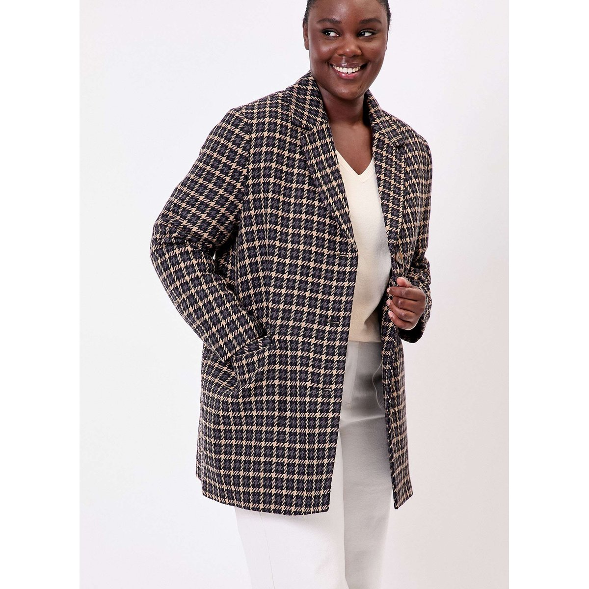 Manteau droit lainage AUDREY gris bordeaux, LA FIANCÉE