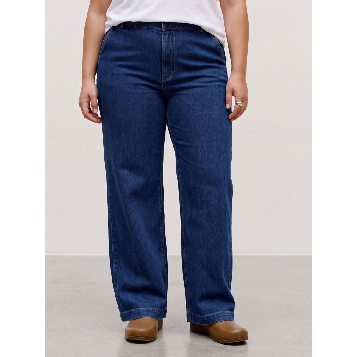 Jean À Coupe Large dark blue denim 1, VERO MODA