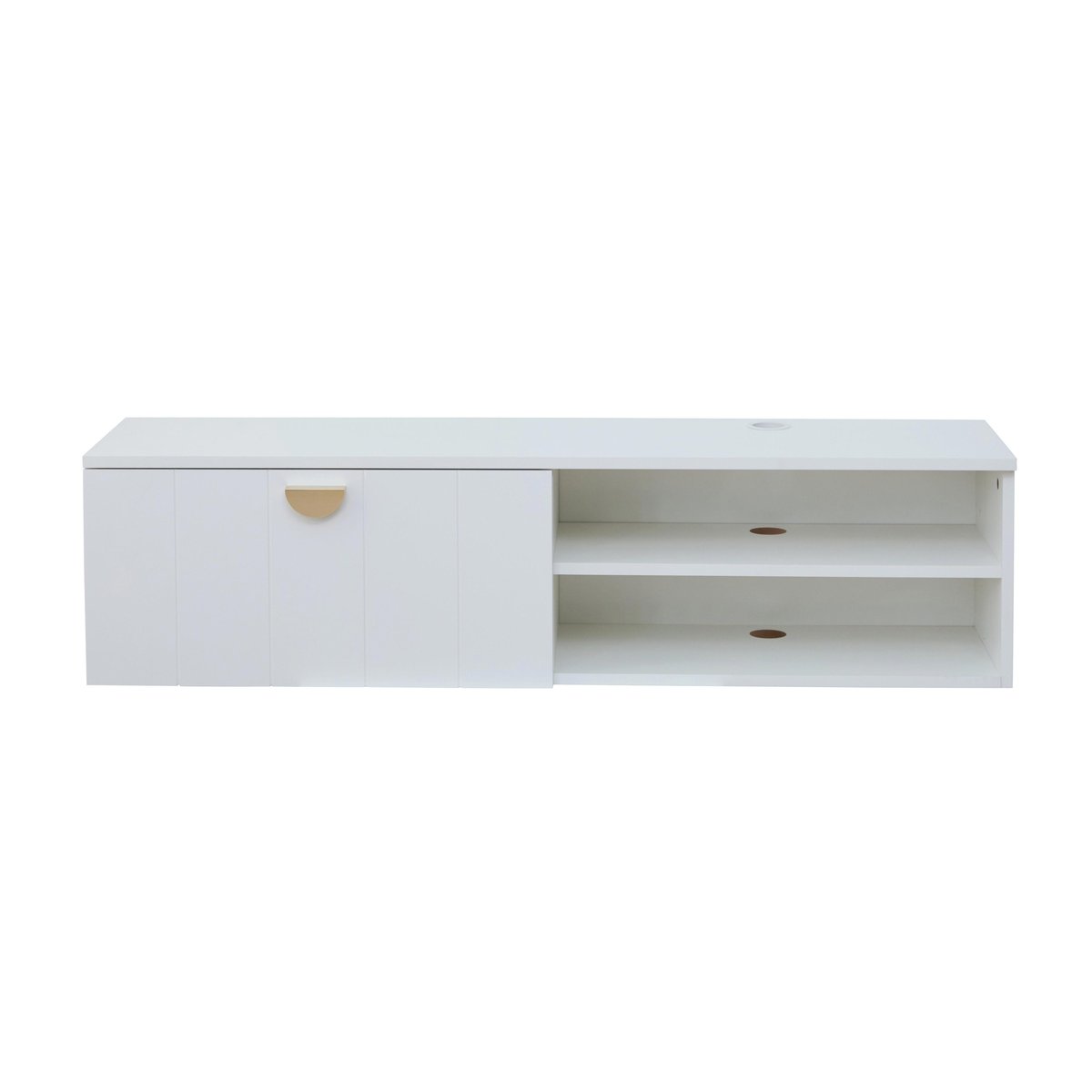 Meuble TV suspendu 120 cm style bohème, HOLLY blanc, OVIALA