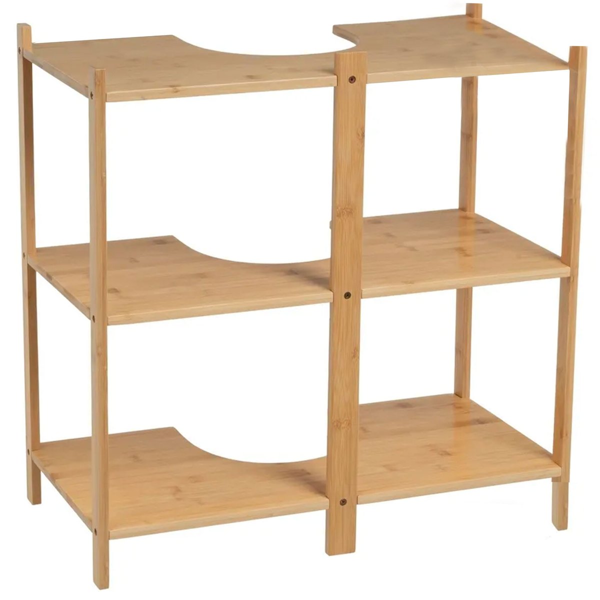 Étagère salle de bain sous lavabo en bambou 60x30x60cm bois, WADIGA