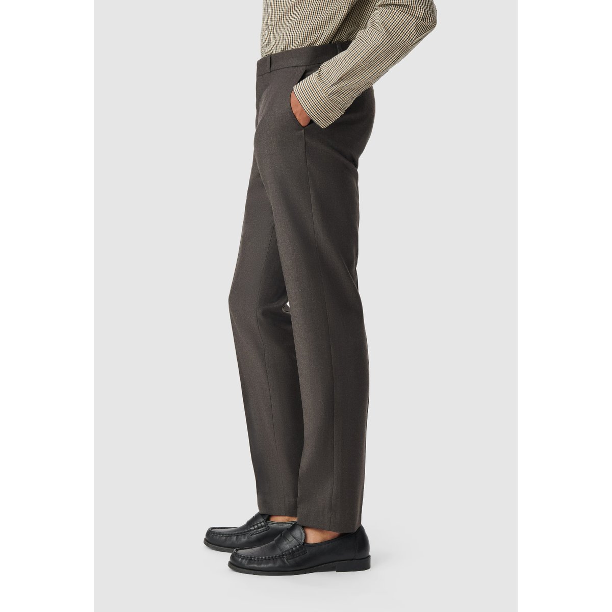Pantalon de costume flanelle en laine marron havane, IKKS