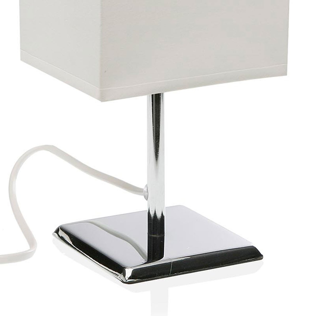 Lampe à poser en métal chromé et abat jour blanc 11x13x27.5cm blanc, VERSA