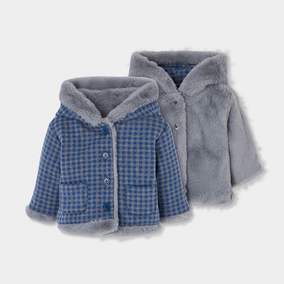 Veste bébé molleton réversible carreaux multicolore, BOBOLI