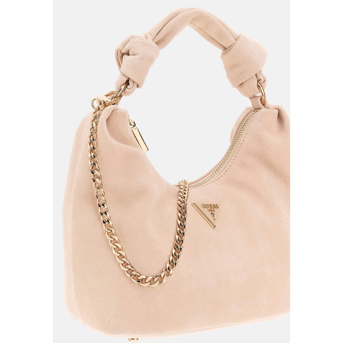 Mini Sac Hobo Isotta Cuir Véritable beige, GUESS