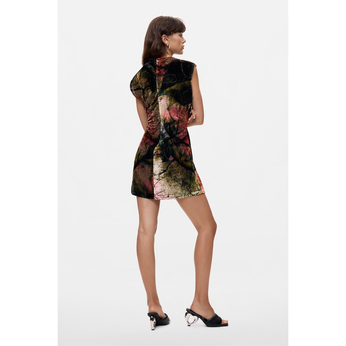Robe en velours à fleurs M. C. Lacroix rose, DESIGUAL