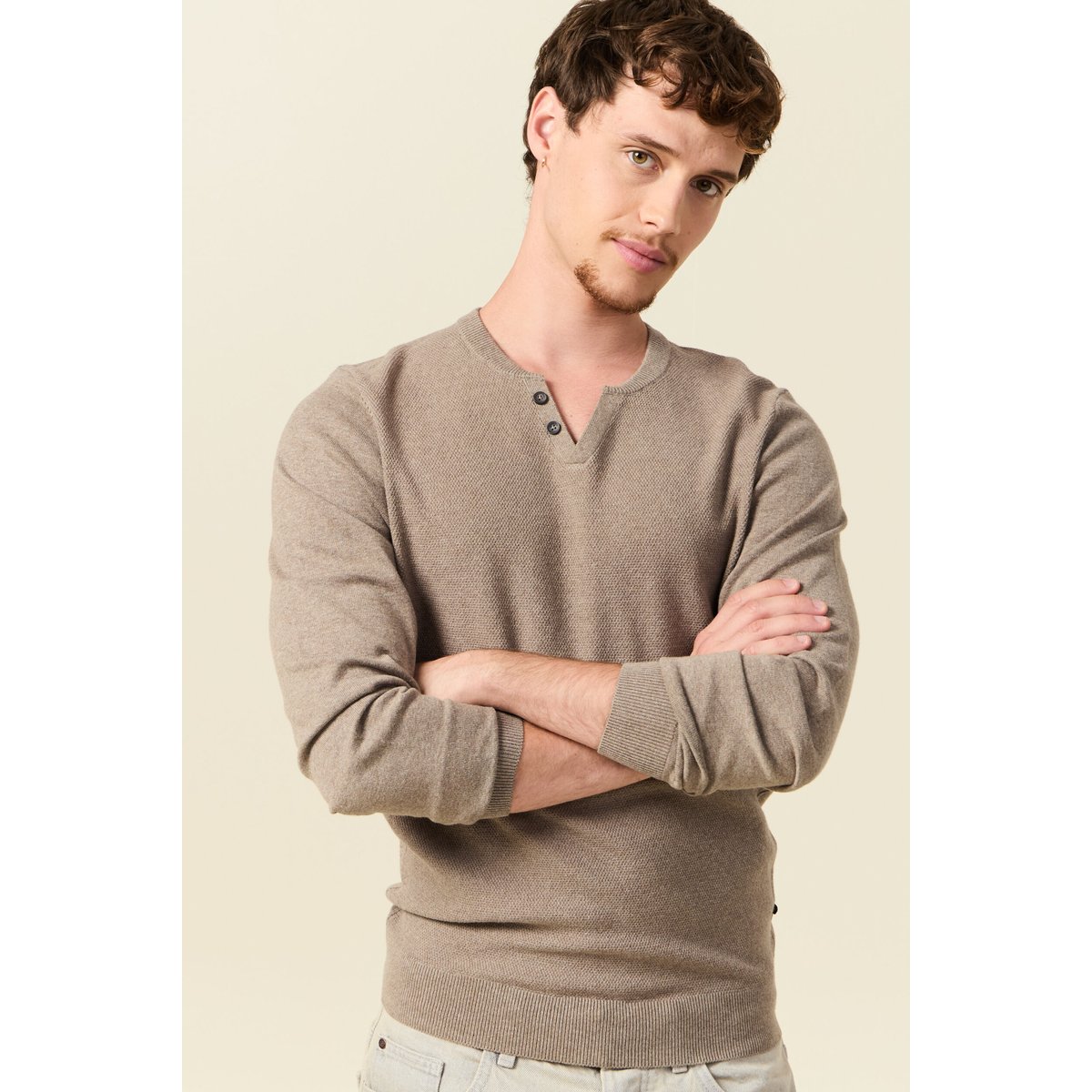 Pull manches longues vert kaki, BONOBO