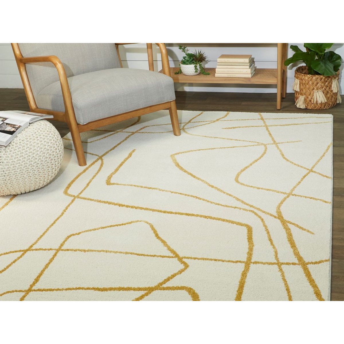 Tapis poils courts style , SOLINE jaune, BOBOCHIC