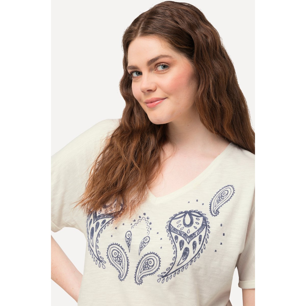 T-shirt à imprimé floqué blanc cassé, ULLA POPKEN