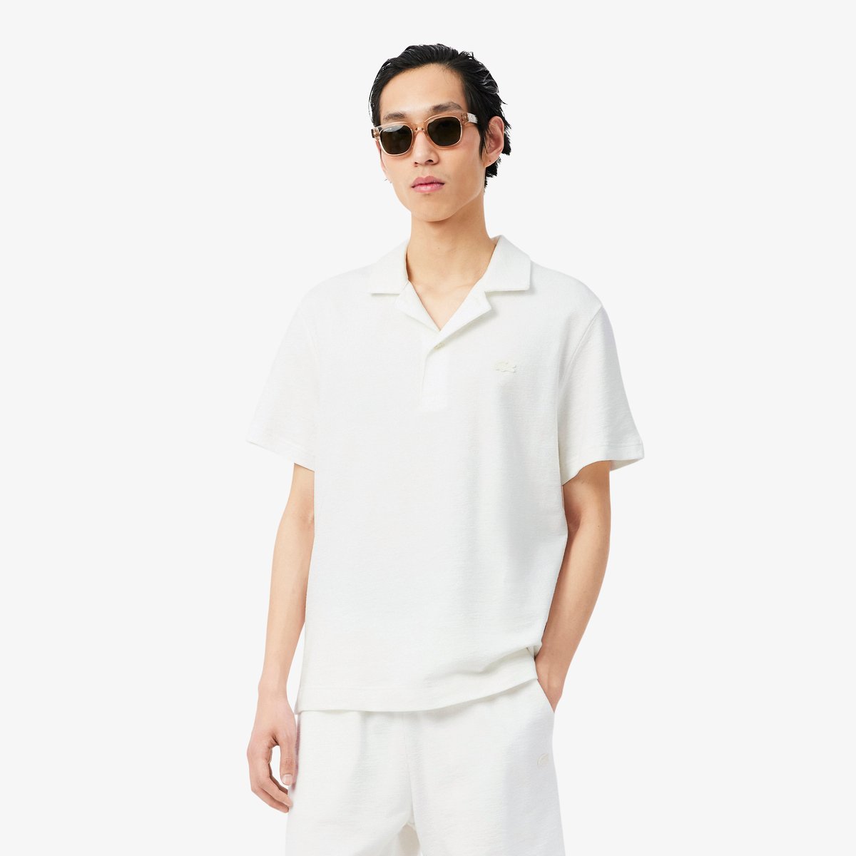 Polo Texturé classic fit blanc-70v, LACOSTE