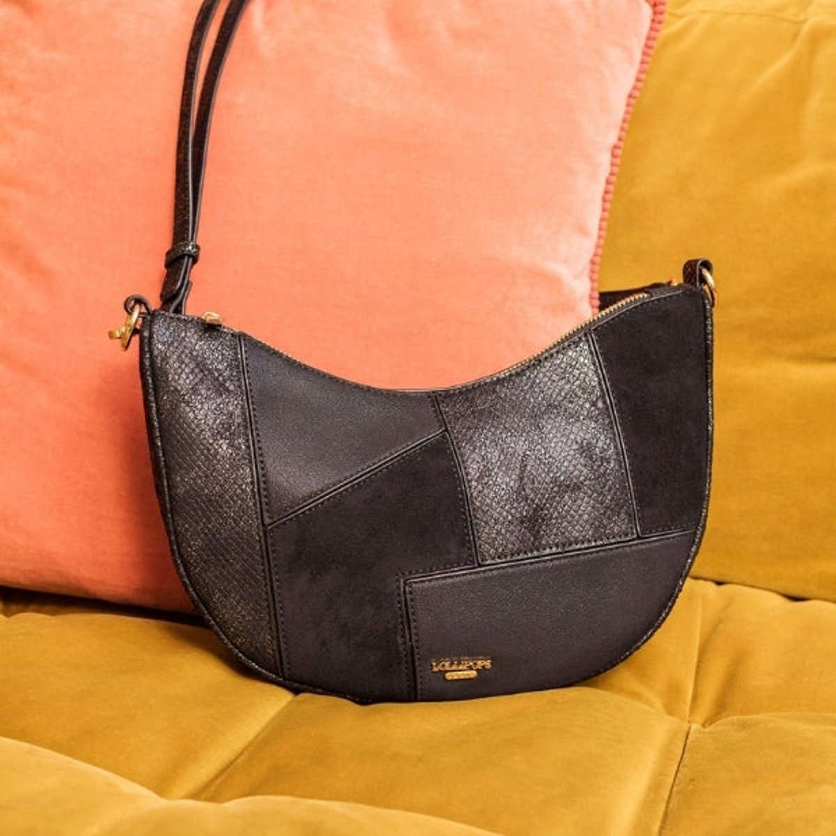Sac hobo Trusty noir,doré, LOLLIPOPS