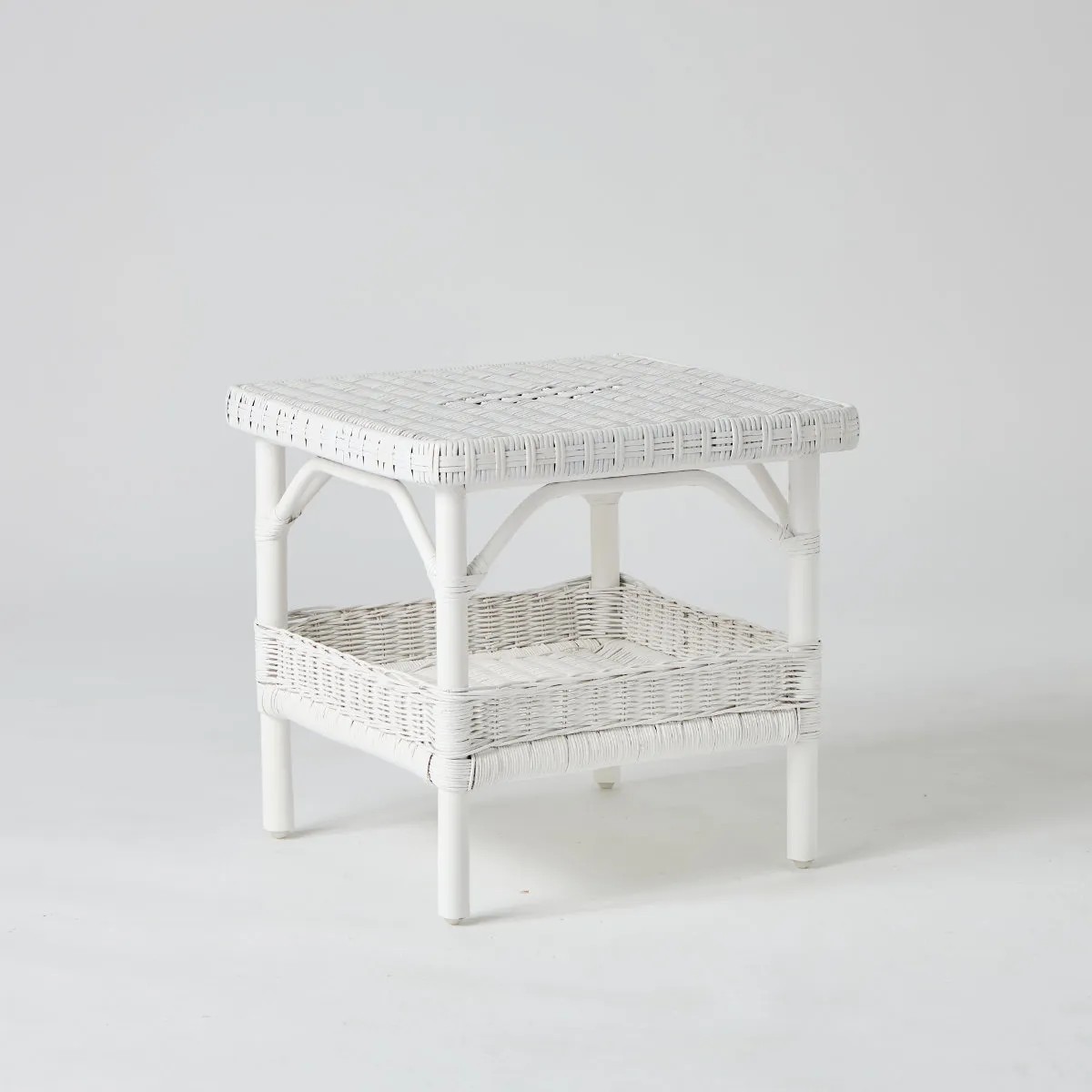 Table basse en rotin carrée PRIMAVERA blanc, KOK