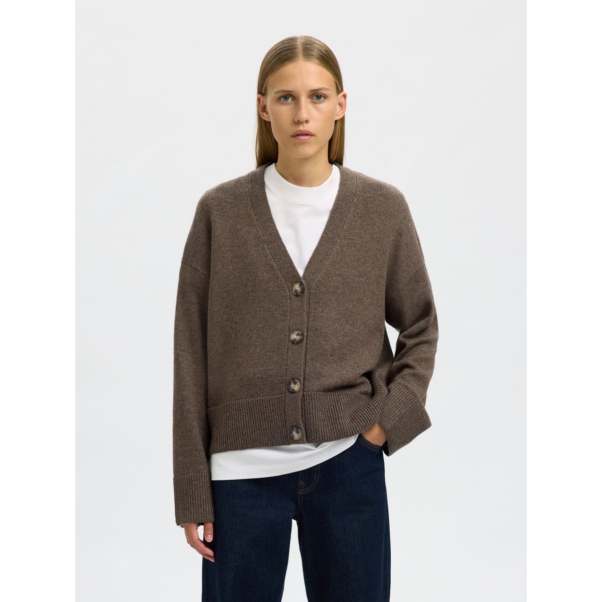 Cardigan En Maille morel, SELECTED