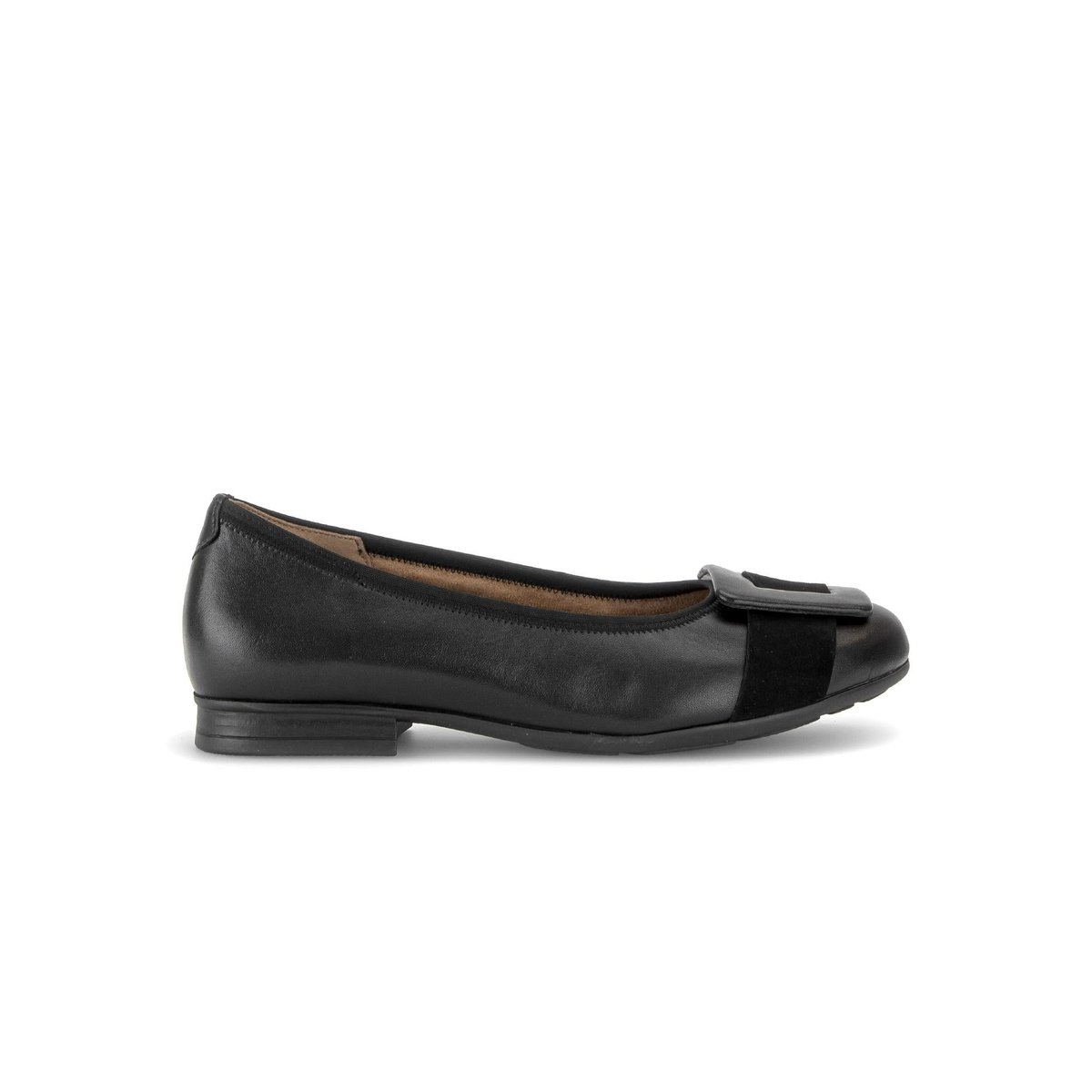 Ballerines en cuir lisse à talon décroché noir, GABOR
