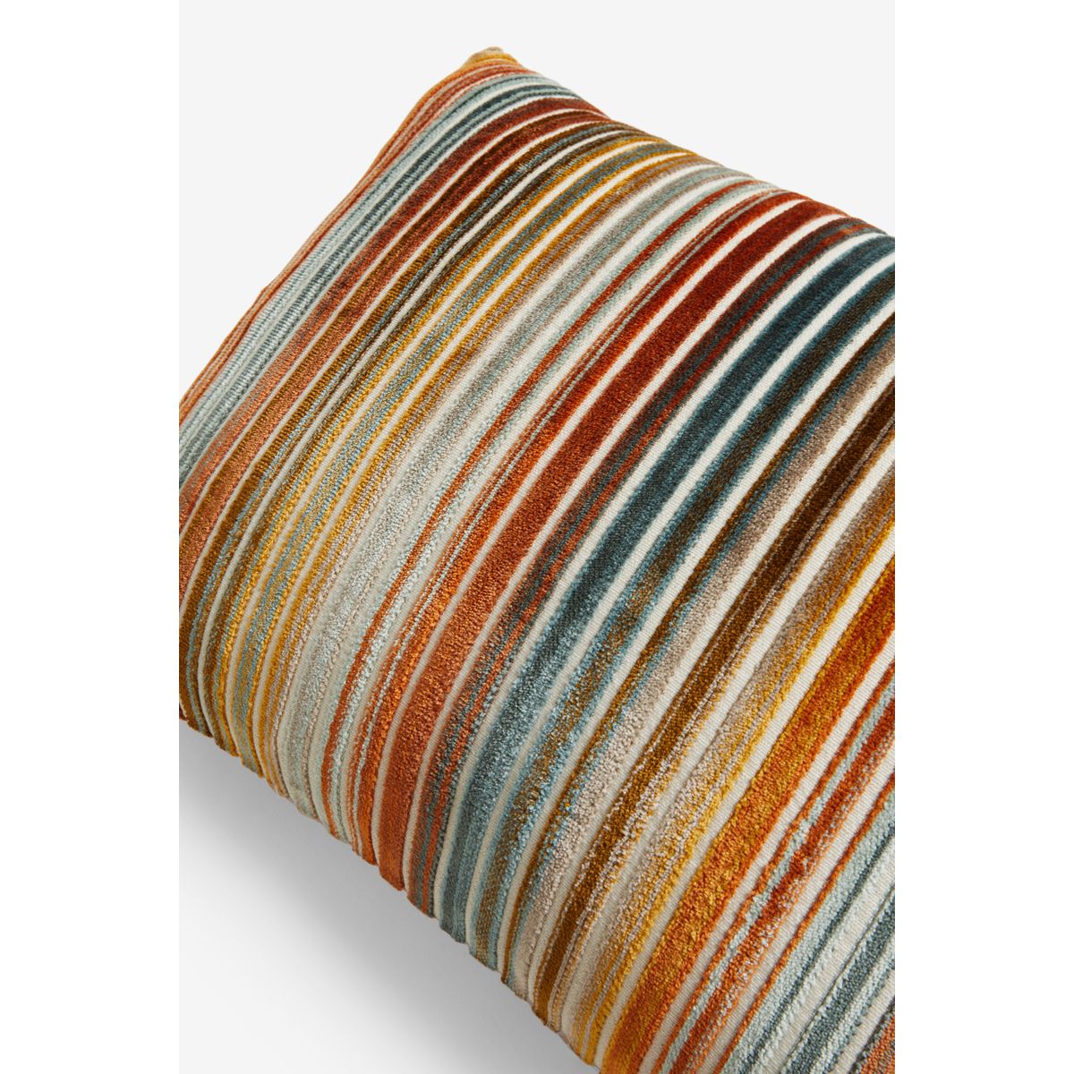 Coussin rayé en velours coupé orange, NEXT
