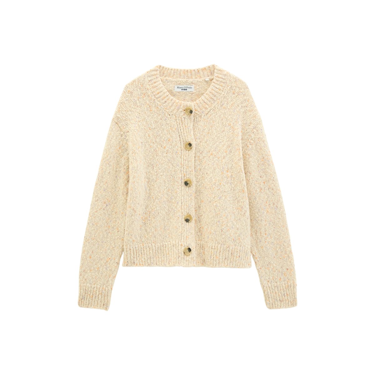 Cardigan en tweed coupe décontractée en mélange de coton et de laine vierge blanc, MARC O’POLO DENIM