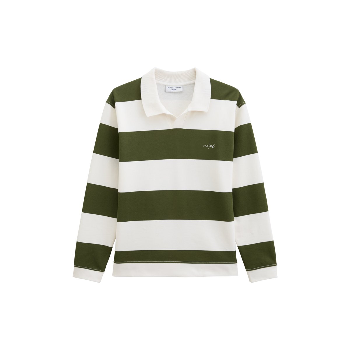 Sweat-shirt polo relaxed avec motif à rayures imprimé vert foncé, MARC O’POLO DENIM