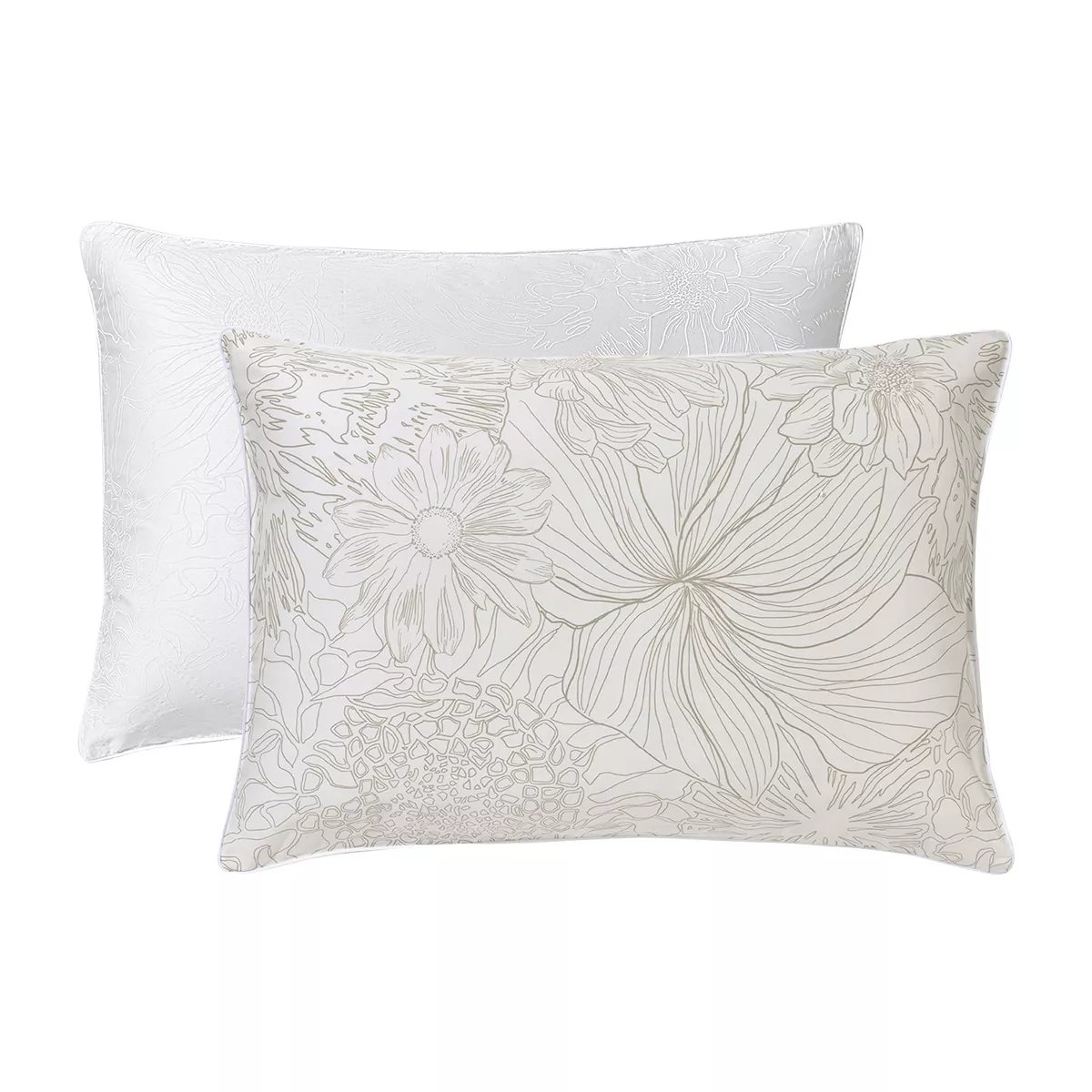 Taie d'oreiller satin de coton FLOWER POWER white, GARNIER THIEBAUT