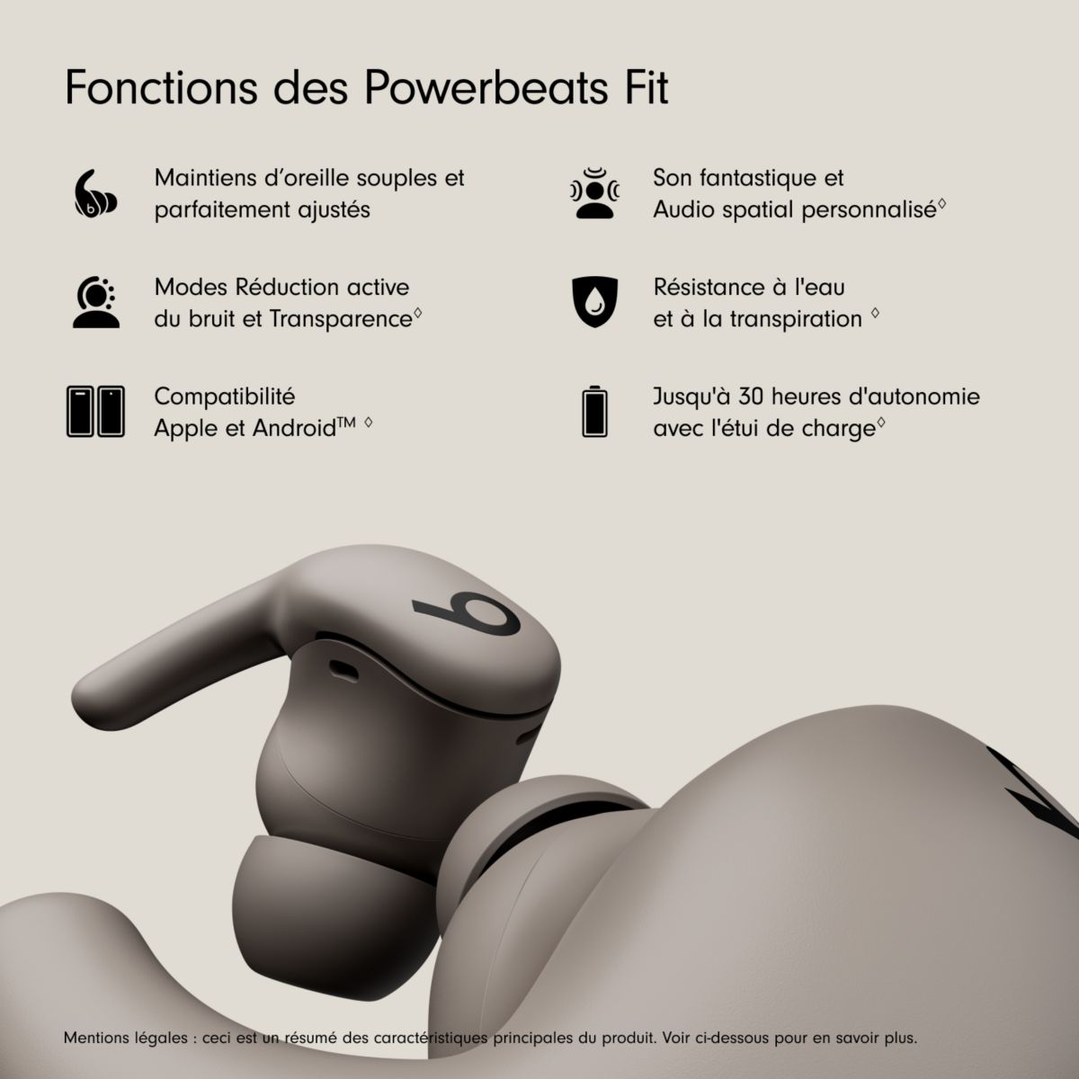 Ecouteurs sport Powerbeats Fit Gris couleur unique, BEATS BY DR,DRE