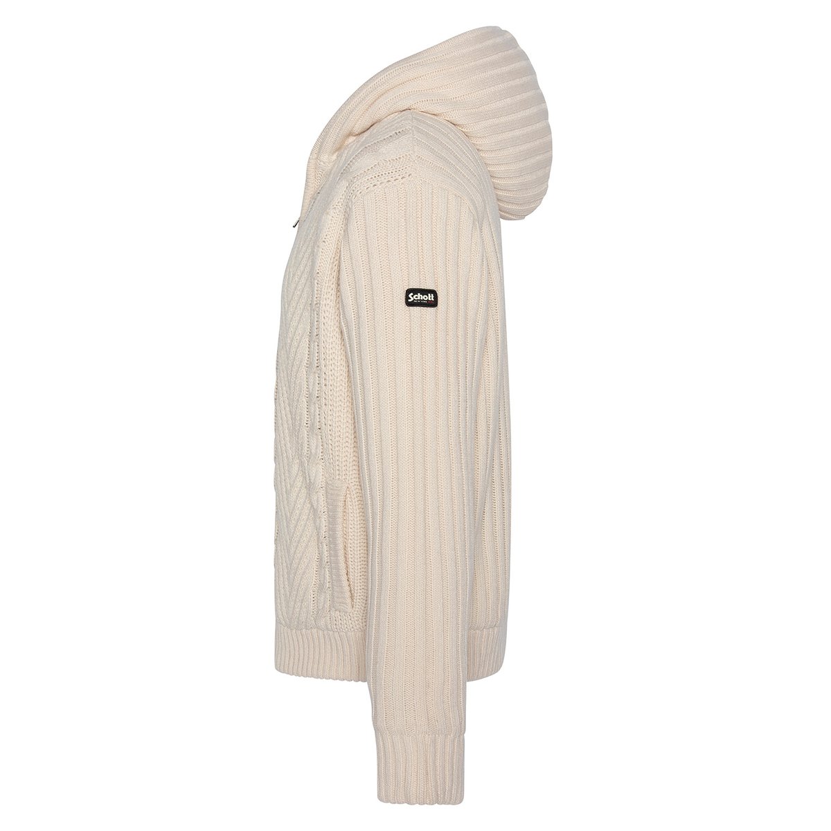 Gilet à capuche doublé sherpa ivoire, SCHOTT